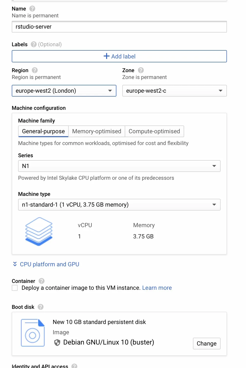 vm configuration