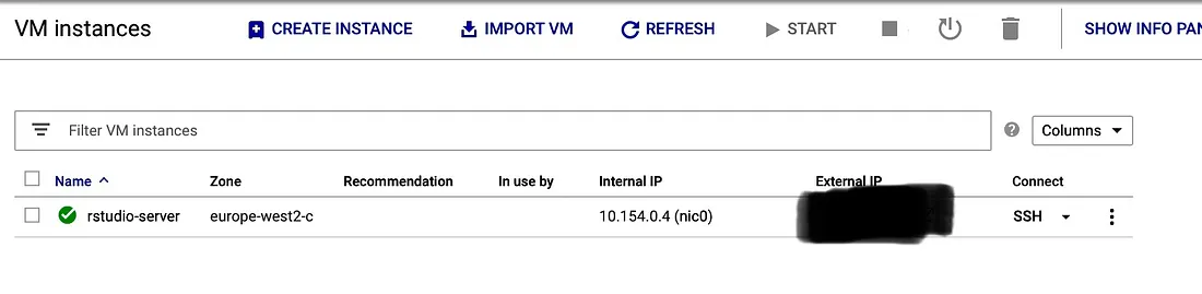 vm instance list
